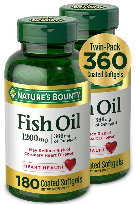 Natures oil - A serving of two Nature Made Omega 3 Fish Oil 1200 mg softgels provides 2400 mg Fish Oil with 720 mg Omega 3s (600 mg EPA and DHA). Sourced from high quality ingredients, these gluten free Nature Made Fish Oil 1200 mg 360 mg Omega-3 supplements have no color added and no artificial flavors.